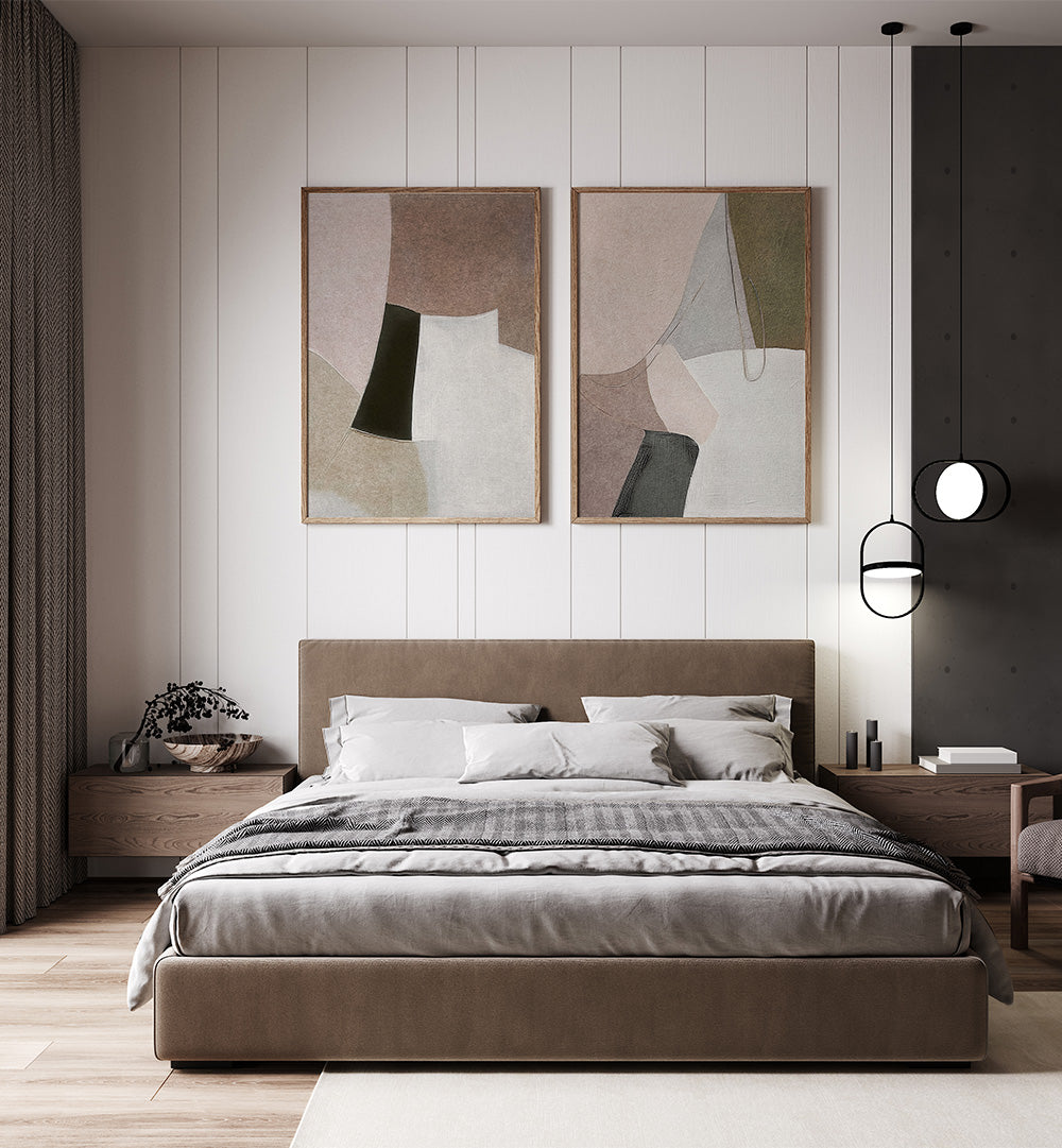 HUSHED ABSTRACTION SET , SET OF 2 PAINTINGS