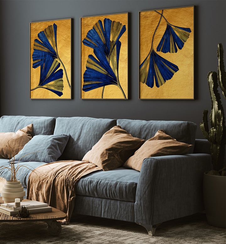 ROYAL LEAF SYMPHONY SET , SET OF 3 PAINTINGS