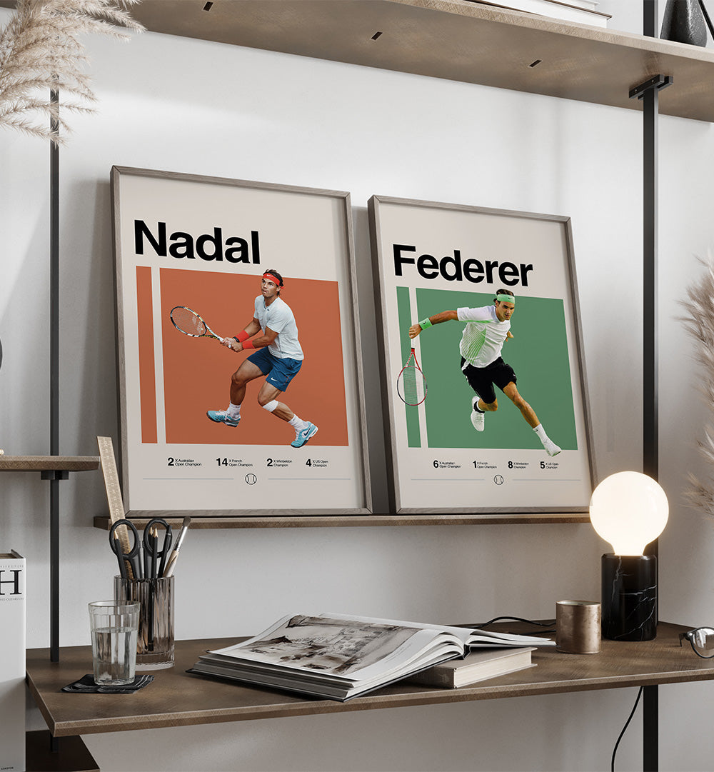 GOLDEN ERA OF TENNIS SET , SET OF 2 PAINTINGS