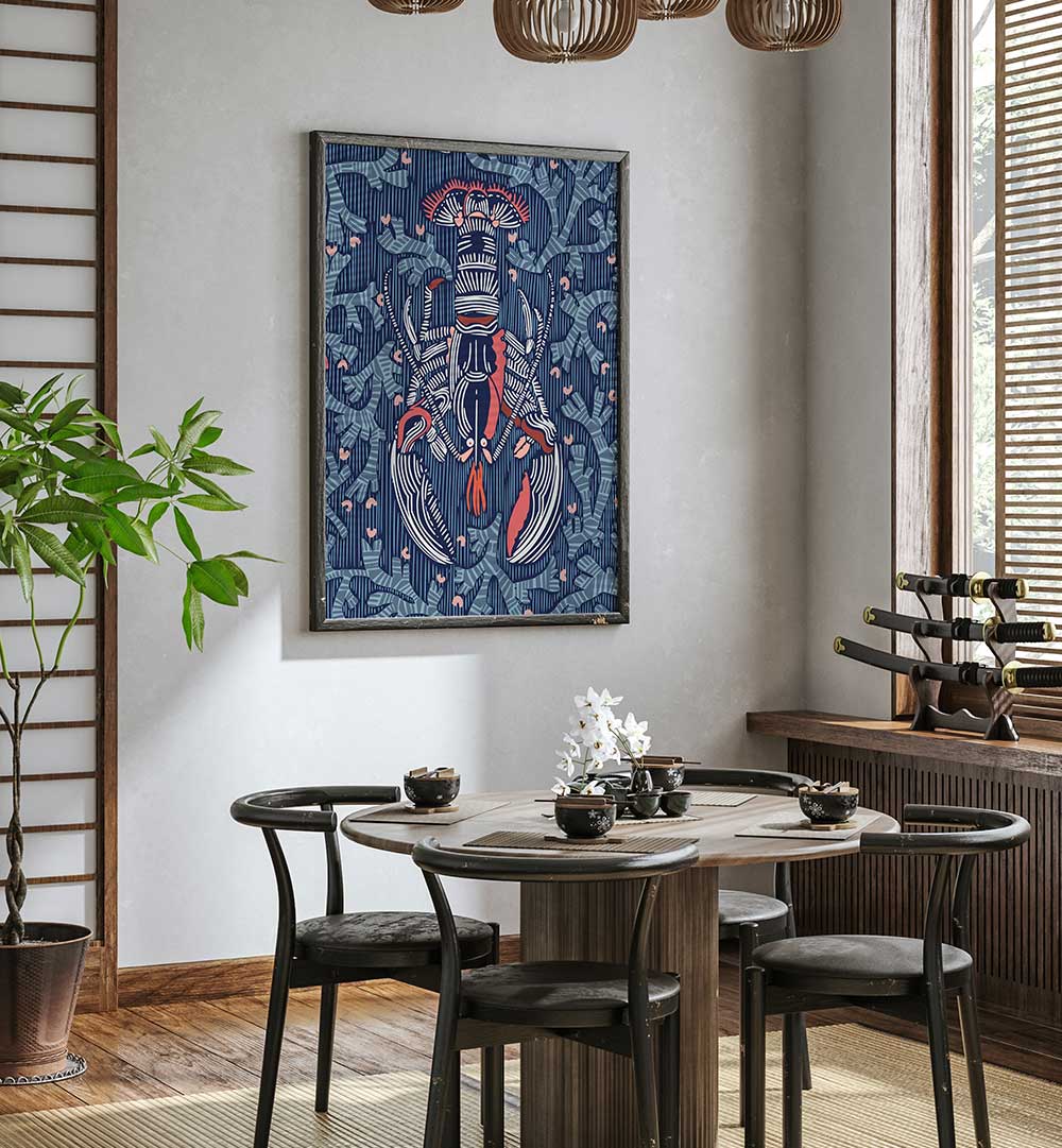 Enhance your decor with CRUSTACEAN CORE NAVY, BEACH PAINTINGS, capturing serene coastal beauty in any space.