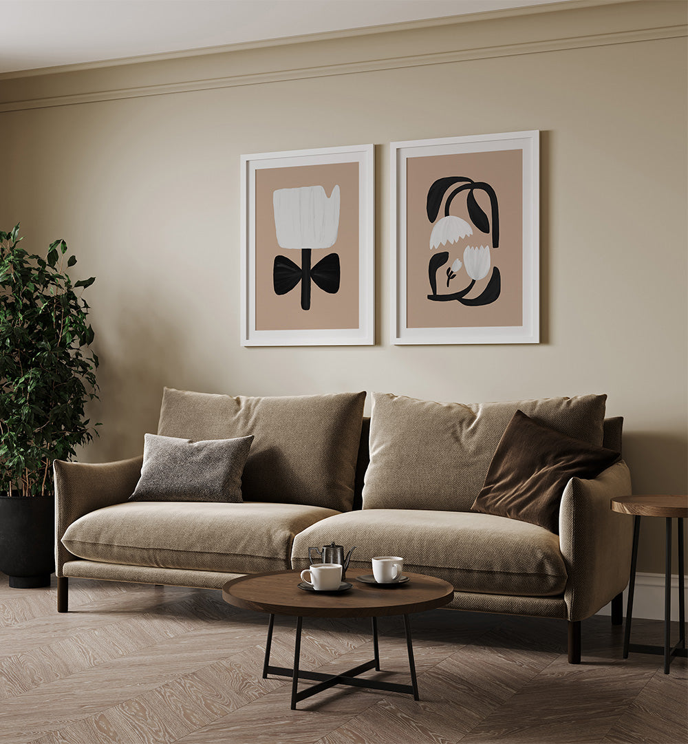 SHADOW BLOOMS SET , SET OF 2 PAINTINGS