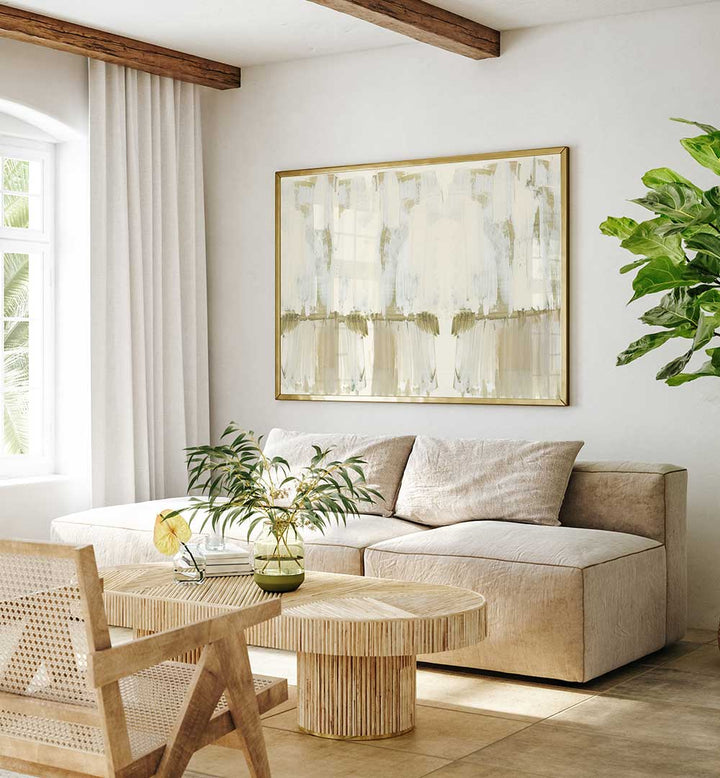 Modern living space featuring BLANCHED ALMONDS I, ABSTRACT PAINTINGS, bringing elegance and vibrant colors to decor.