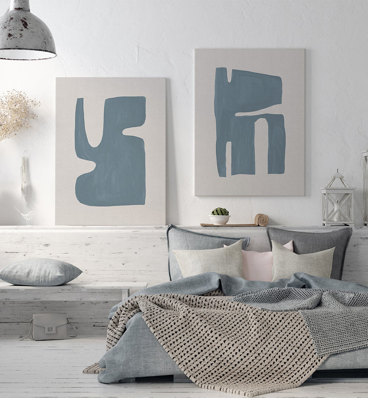 JAPANDI BLUE SET , SET OF 2 PAINTINGS