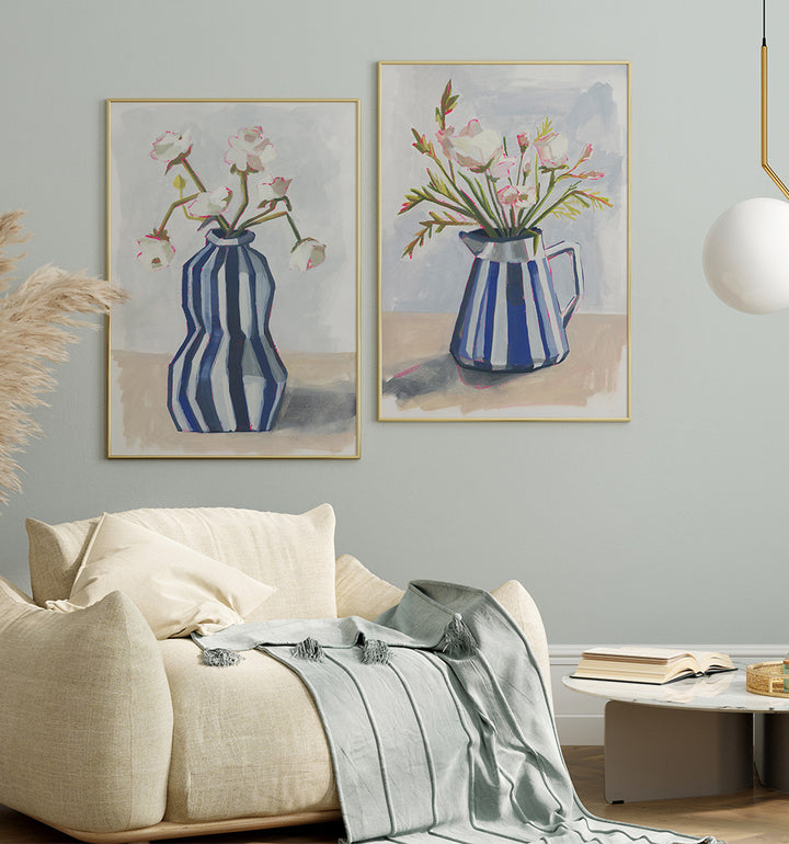 VESSELS IN BLOOM SET , SET OF 2 PAINTINGS