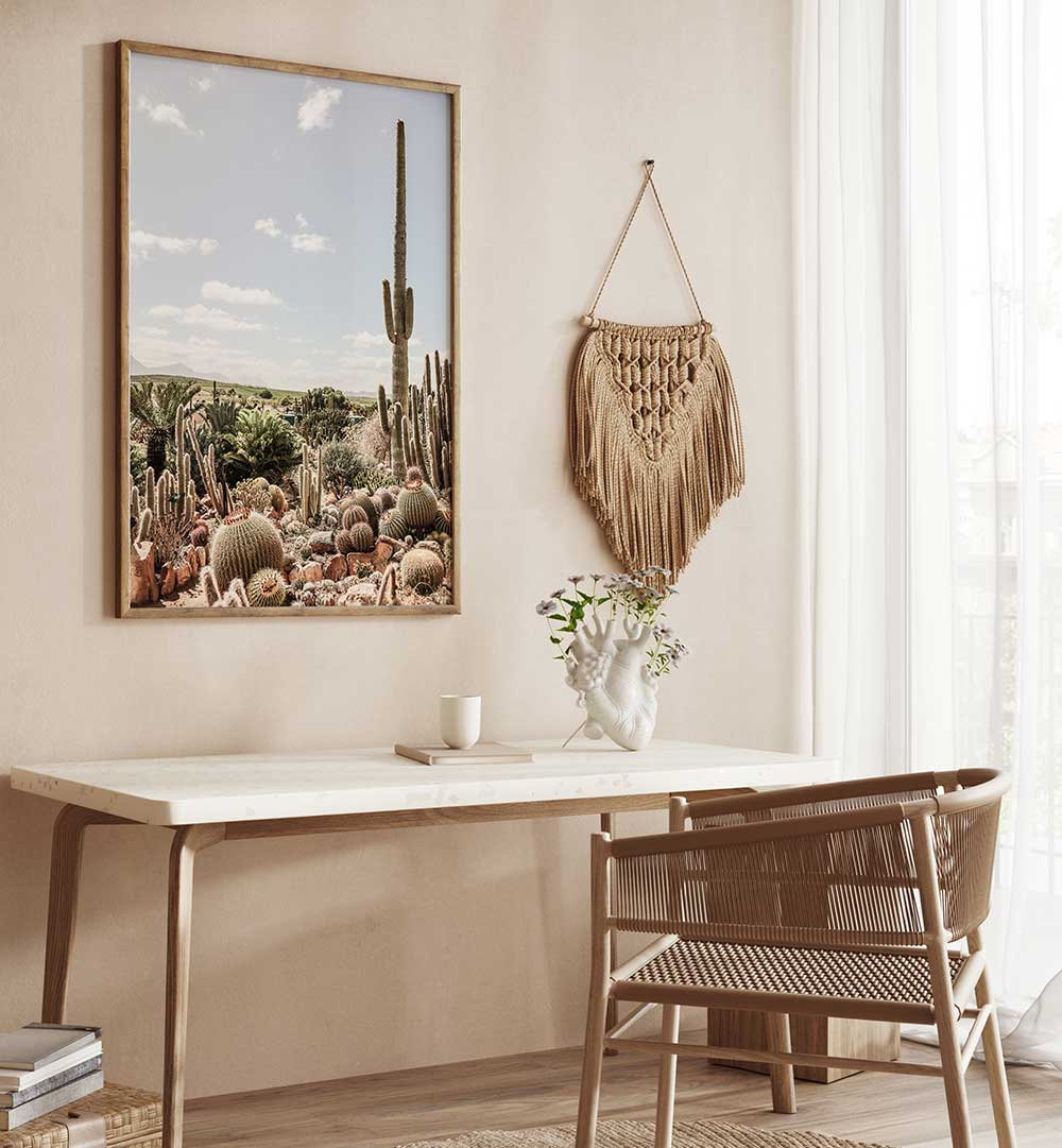 DESERT SYMPHONY , COWBOY cactus desert painting framed in Modern Americana wall gallery