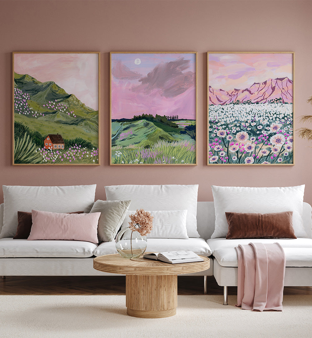 DREAMSCAPE VALLEY SET , SET OF 3 PAINTINGS