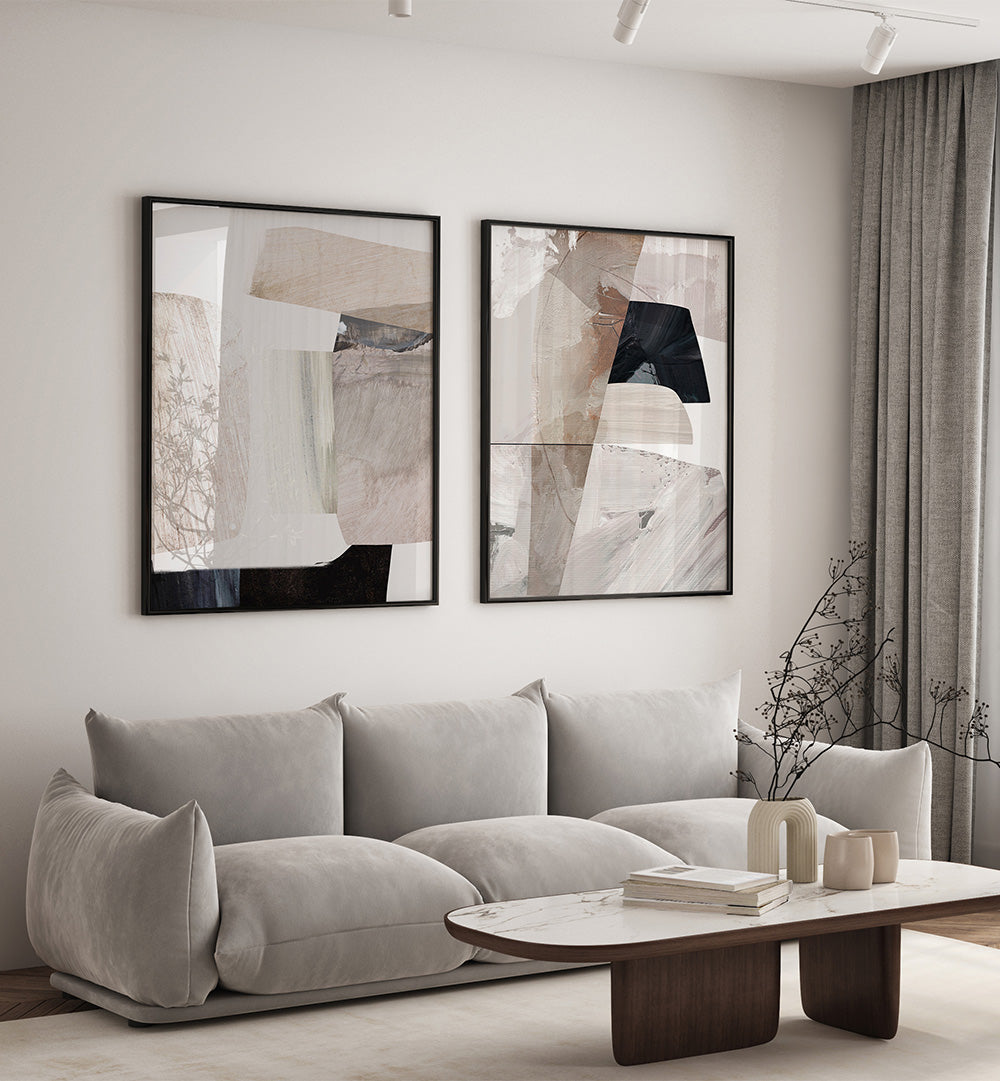 CONCRETE LOFT SET , SET OF 2 PAINTINGS