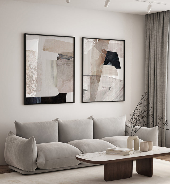 CONCRETE LOFT SET , SET OF 2 PAINTINGS