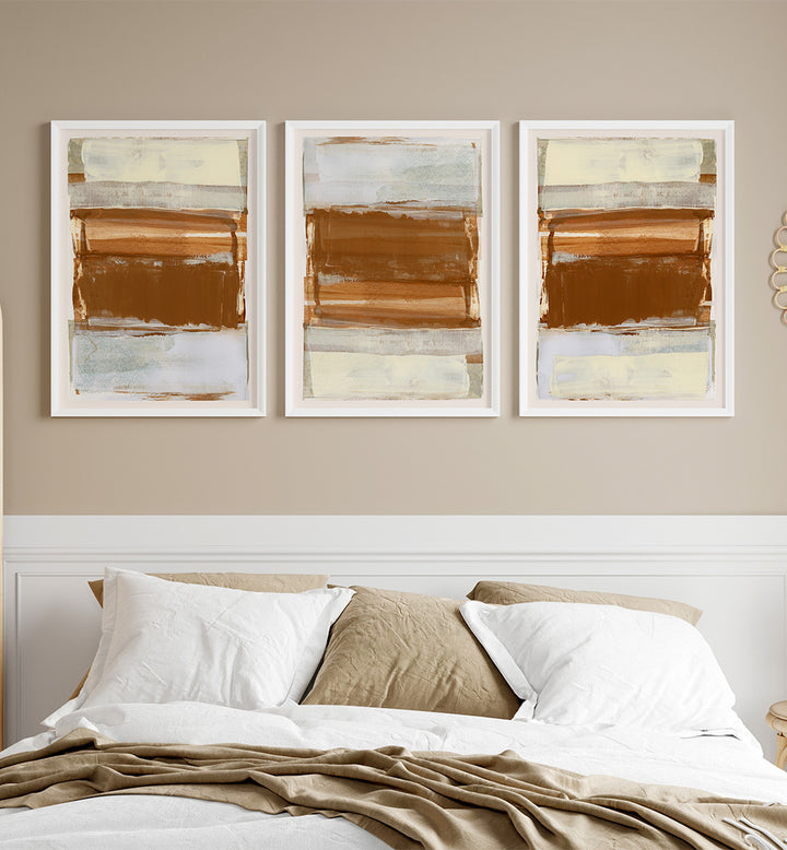 SIENNA STILLNESS , SET OF 3 PAINTINGS