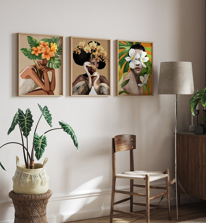 FLORALIA , SET OF 3 PAINTINGS