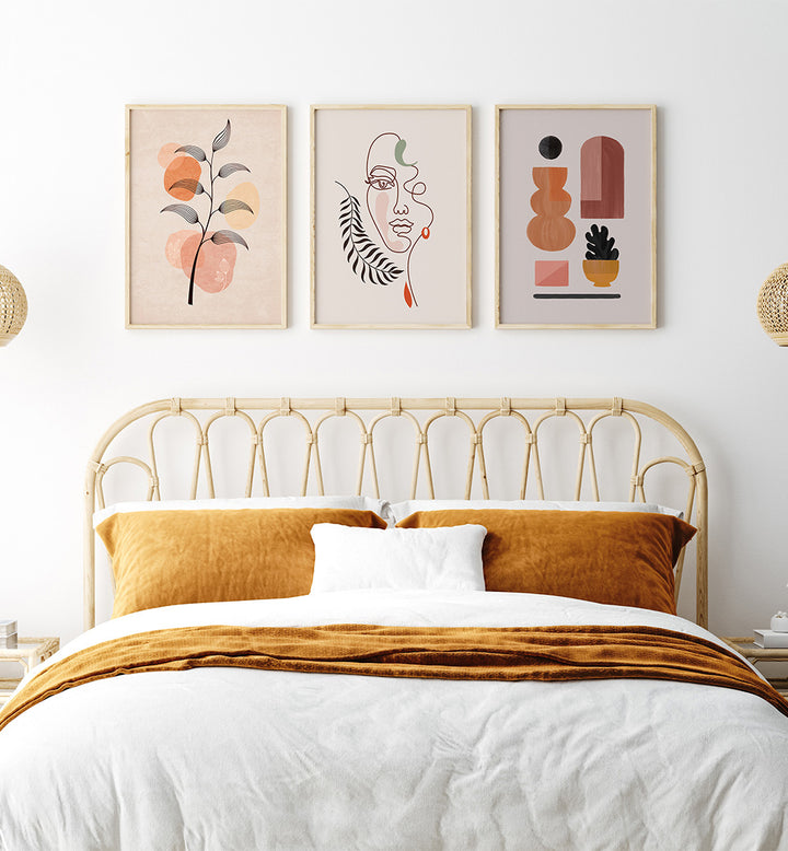 BOHEME CALM , SET OF 3 PAINTINGS