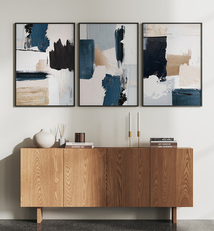 HUSHED TONES , SET OF 3 PAINTINGS