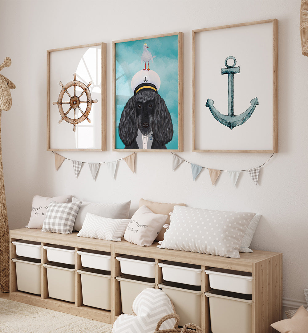 CAPTAIN PAWS , SET OF 3 PAINTINGS