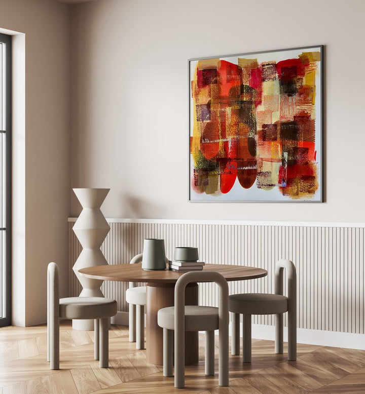 Stylish living space featuring DAY II, ABSTRACT PAINTINGS that enhance modern decor with vibrant colors and design.