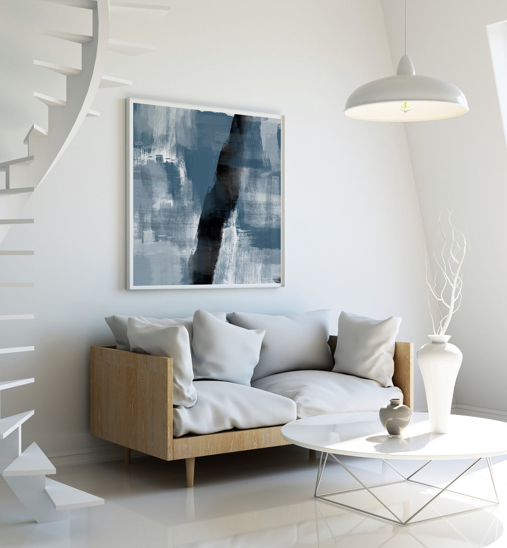 Stylish living room featuring ABSTRACT II, ABSTRACT PAINTINGS by MIUUS Studio, enhancing modern home decor.