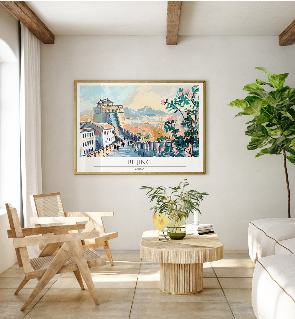 Vibrant BEJING CAPITAL CITY - CHINA, TRAVEL POSTERS showcasing stunning landscapes and culture in a chic interior setting.