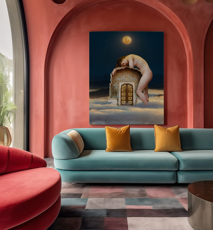 Stunning GATEKEEPER, ALTERED ART PRINTS adorn a chic living room, blending elegance and creativity in decor.