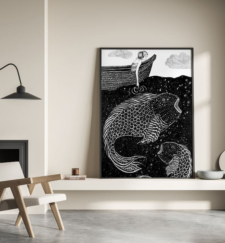 Stylish decor featuring THE SHIMMERING SEA LIGHTS WALL, ANIMAL PAINTINGS, perfect for enhancing any space.