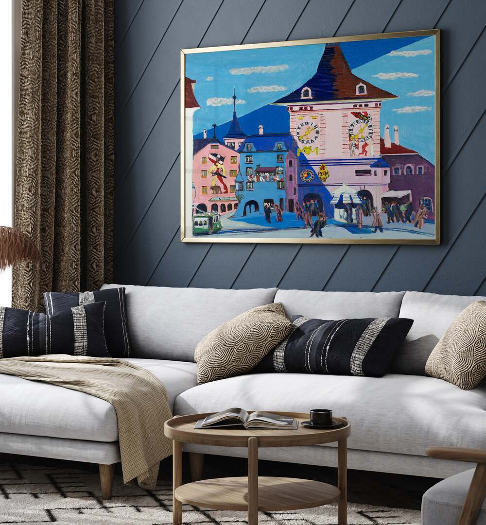 BERN WITH BELLTOWER (1935) , VINTAGE PAINTINGS