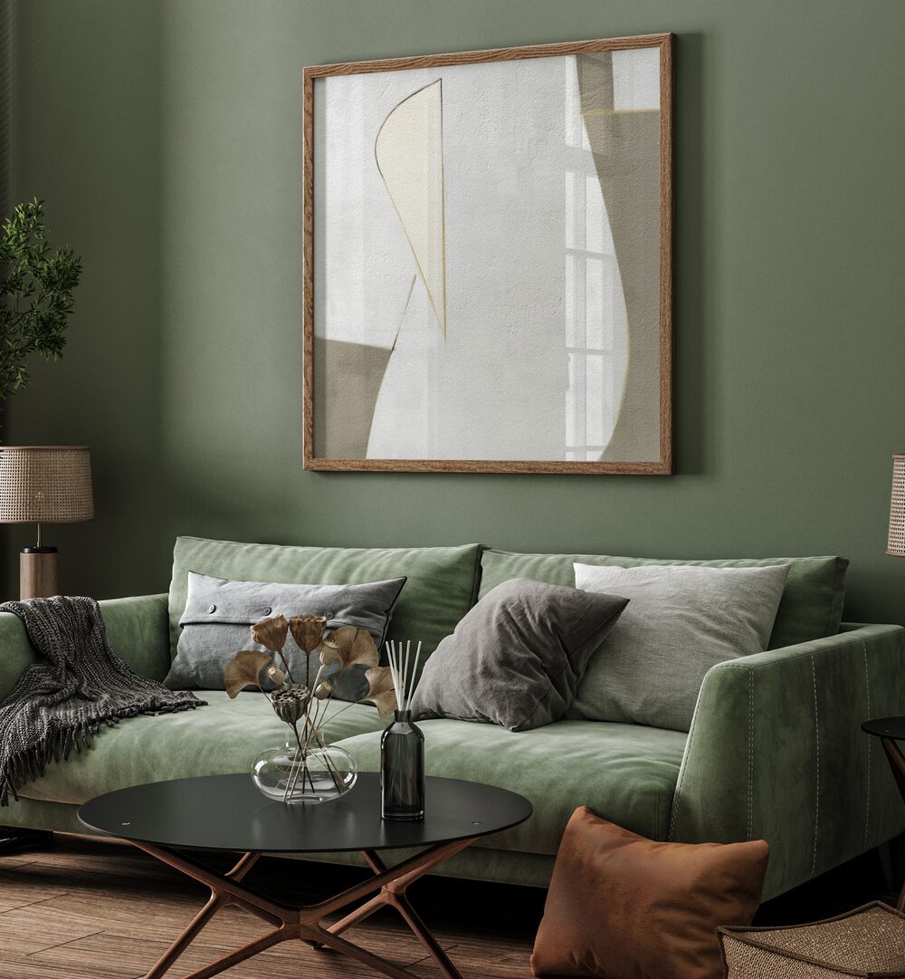 Modern living room featuring ANCESTRY #4 abstract painting, perfect for celebrating your heritage and family history.