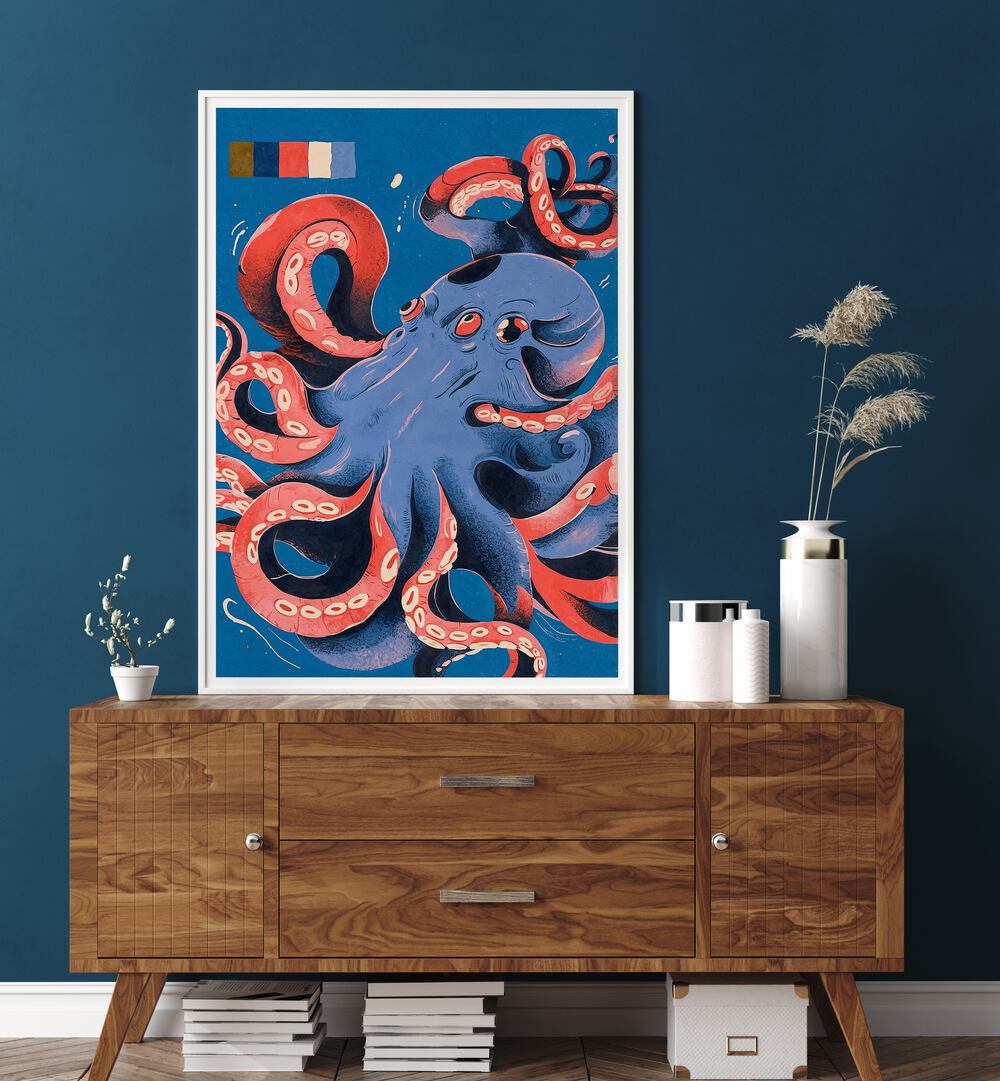 Vibrant OCTOPUS, BEACH PAINTINGS showcasing marine life charm, perfect for enhancing any room's decor.