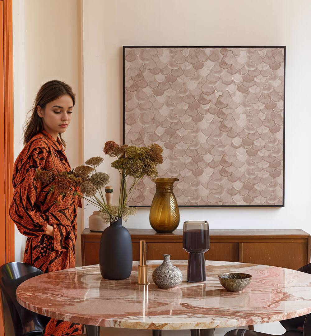 Stylish interior featuring ANIMAL PRINT XVI, ABSTRACT PAINTINGS, enhancing the modern decor with elegance.