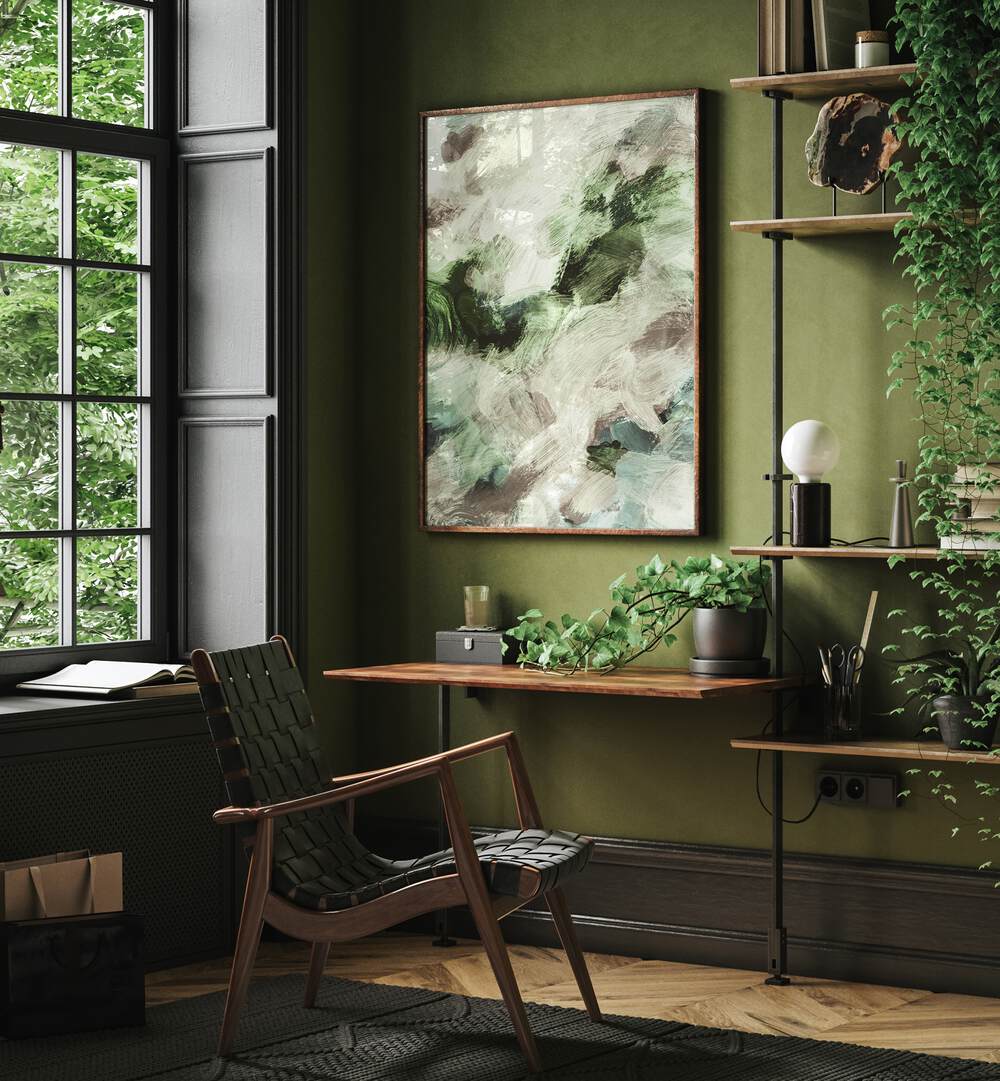 Stylish room featuring the ABSTRACT LAYERS I, ABSTRACT PAINTINGS, showcasing vibrant colors and modern elegance.