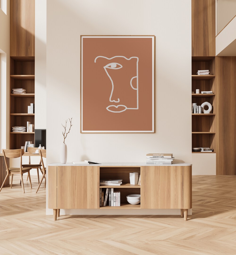 Stylish interior featuring ABSTRACT HEAD NO2, LINE ART PAINTINGS, adding elegance to modern spaces and offices.