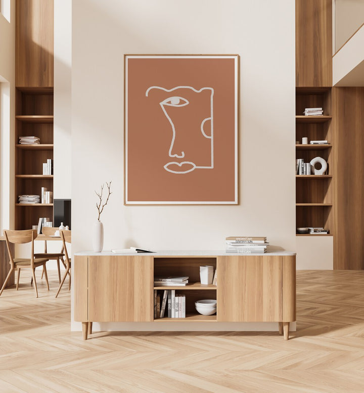 Stylish interior featuring ABSTRACT HEAD NO2, LINE ART PAINTINGS, adding elegance to modern spaces and offices.