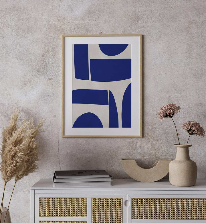 Modern CURVED SHAPES, GEOMETRIC ART PRINTS displayed elegantly in a stylish interior setting, enhancing decor appeal.