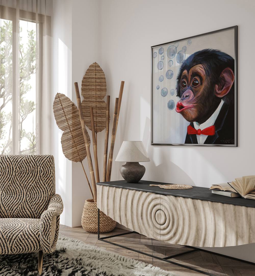 BUBBLY CHIMP FANCY, COMIC POSTERS add vibrant comic art and charm to your space, showcasing dynamic abstract illustrations.