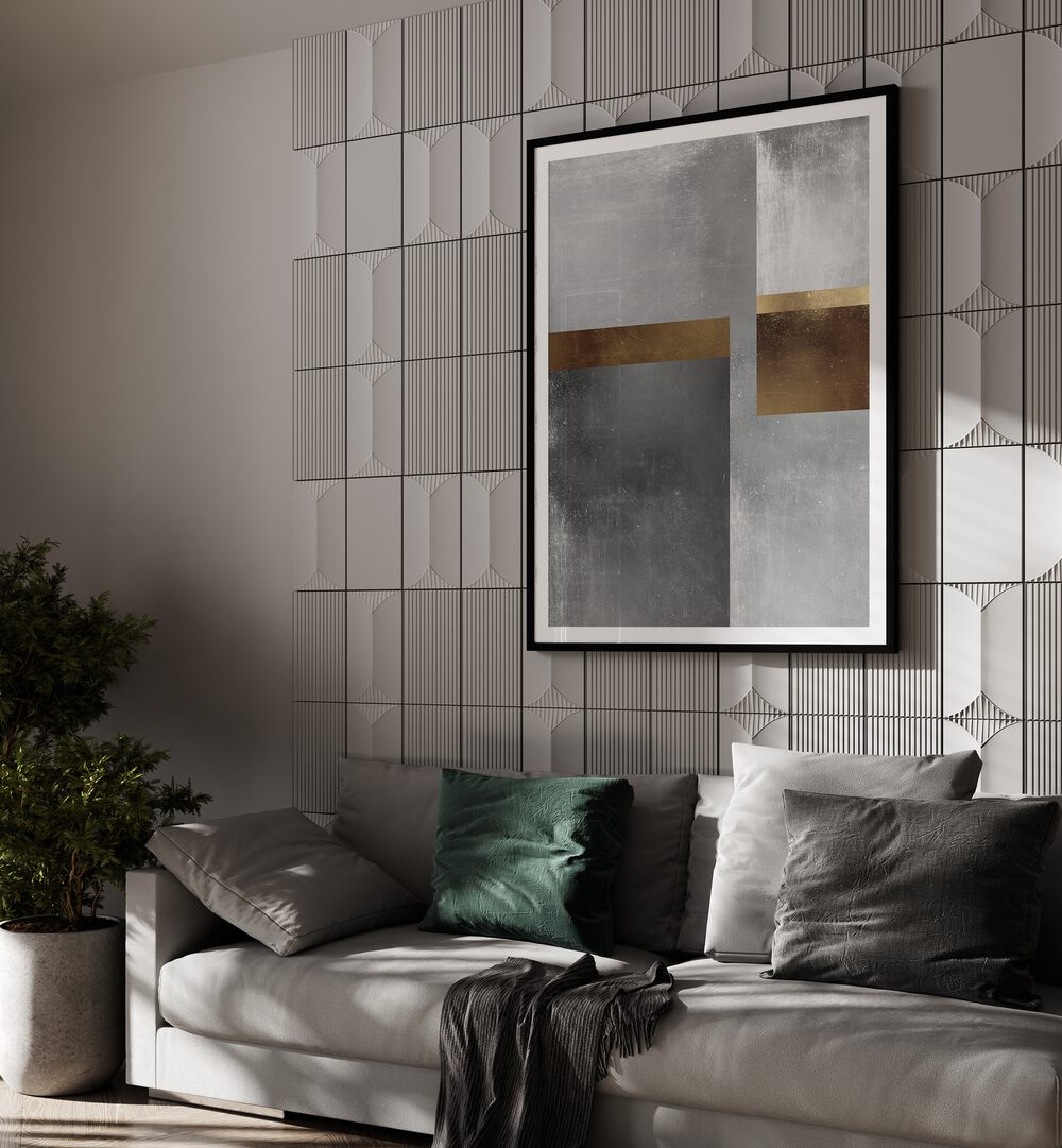 GOLD AND SILVER VI , GEOMETRIC ART PRINTS