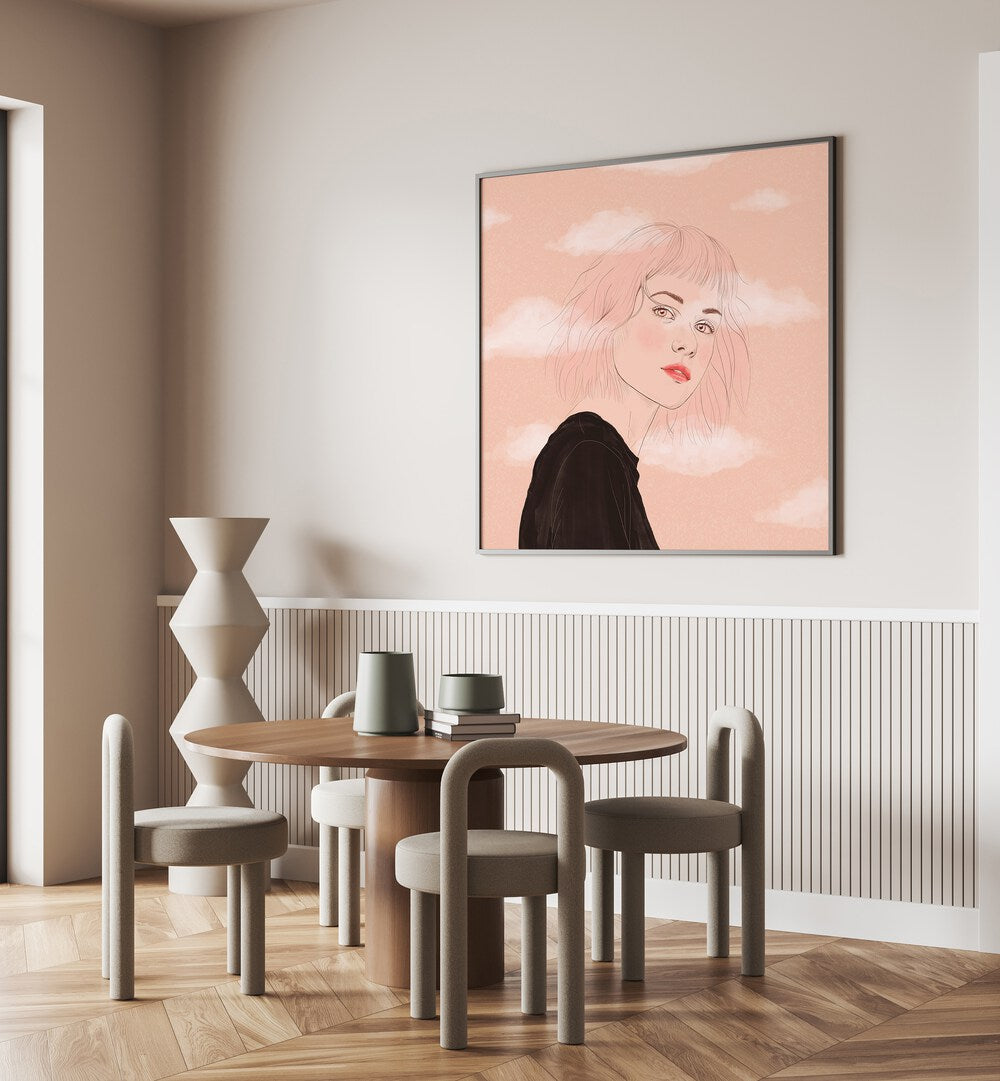 Elegant "Head in the Clouds, Portraits" by Petra Holikova enhances any space with dreamy, introspective artistry.
