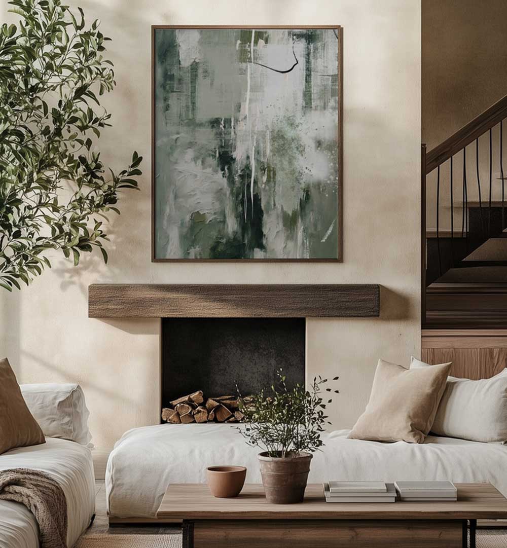 CANVAS GREENS III , ABSTRACT PAINTINGS
