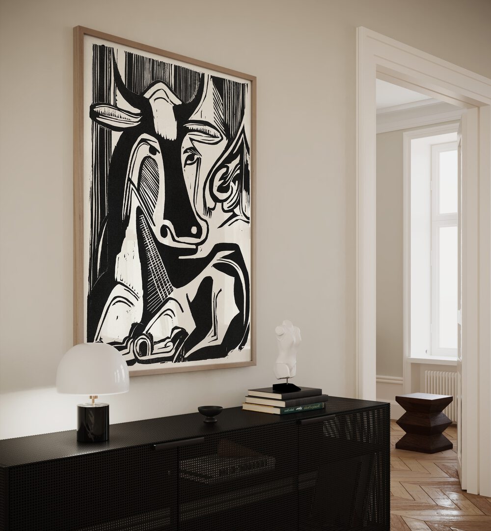 THE LARGE COW LYING DOWN (1929) , VINTAGE PAINTINGS