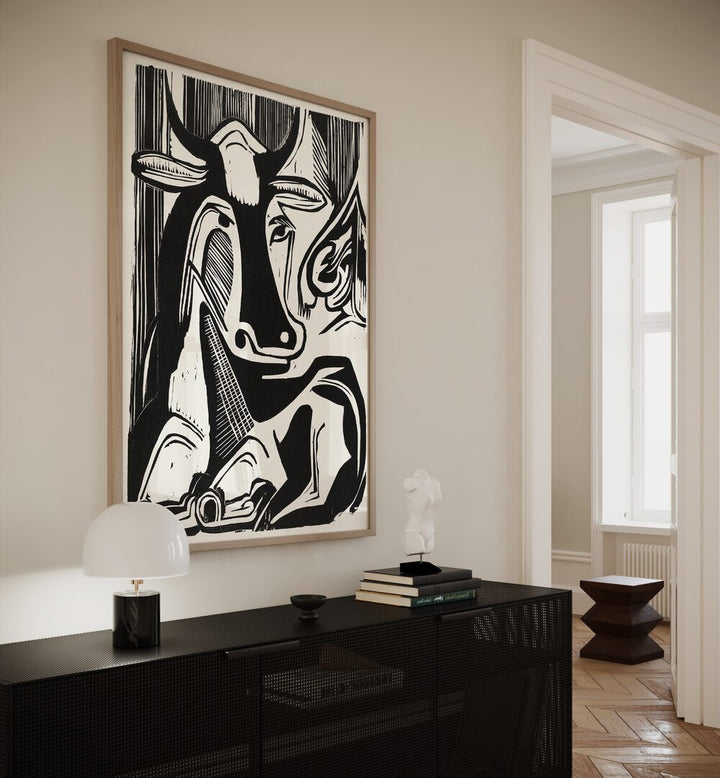 THE LARGE COW LYING DOWN (1929) , VINTAGE PAINTINGS
