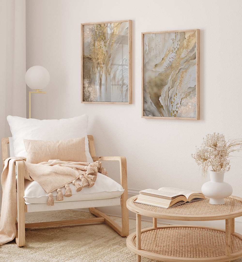 GOLDEN STILLNESS , SET OF 2 PAINTINGS