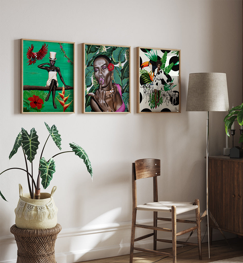 JUNGLE ROYALTY SET , SET OF 3 PAINTINGS
