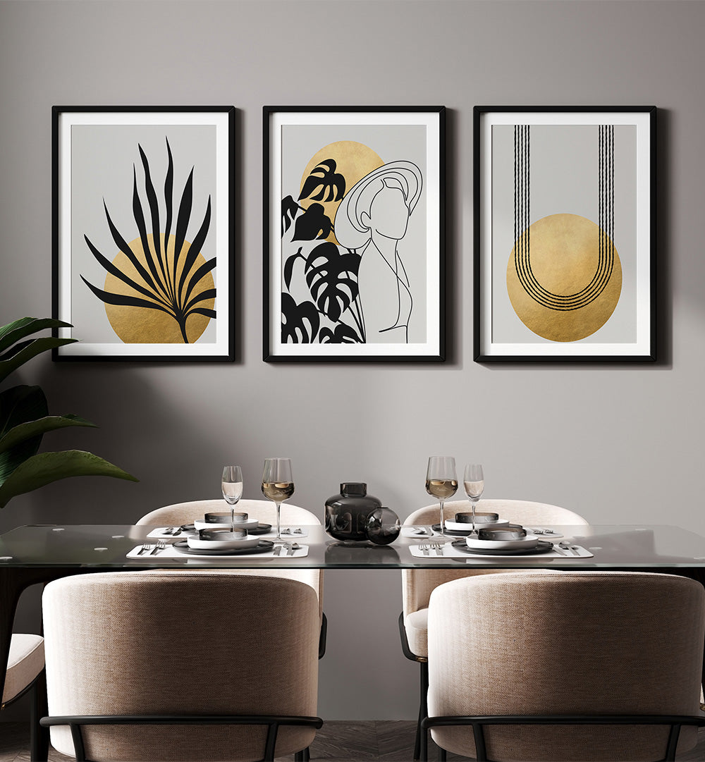 BOHO AURA STILLNESS , SET OF 3 PAINTINGS