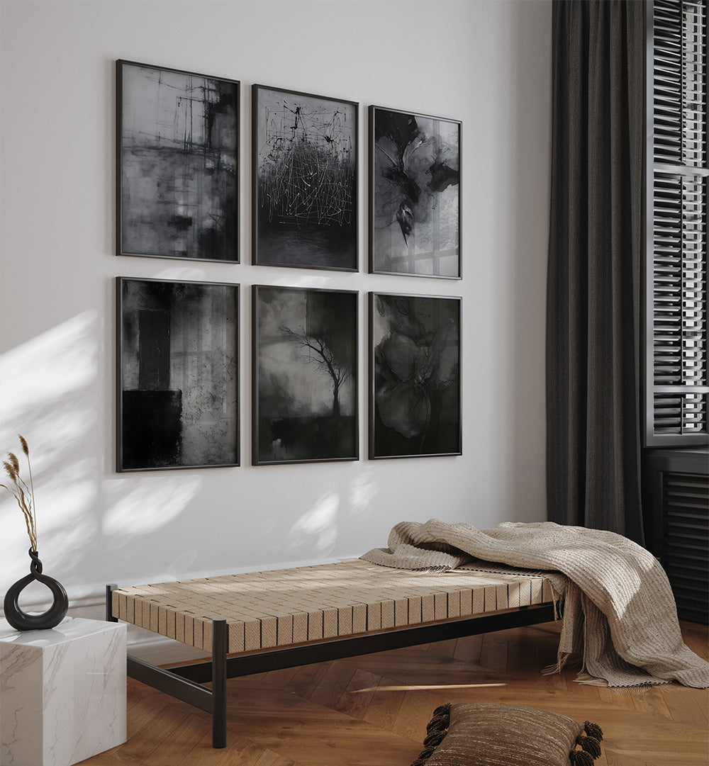 SOFT DARKNESS SET , SET OF 6 PAINTINGS