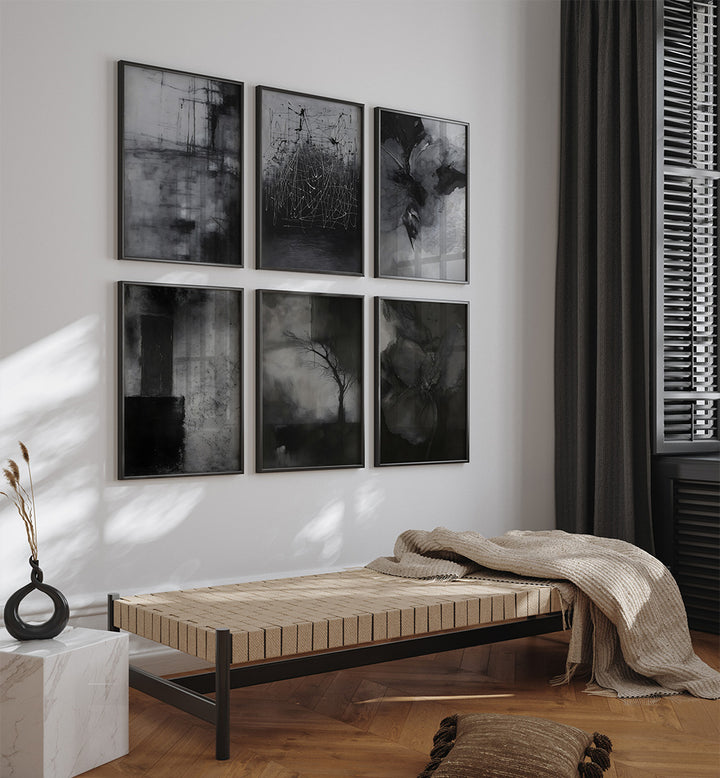 SOFT DARKNESS SET , SET OF 6 PAINTINGS