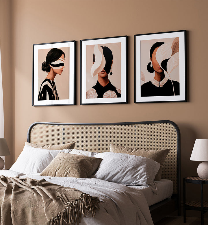 COUTURE WALL , SET OF 3 PAINTINGS