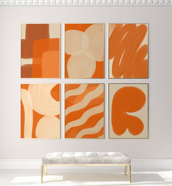 SAFFRON FORMS SET , SET OF 6 PAINTINGS