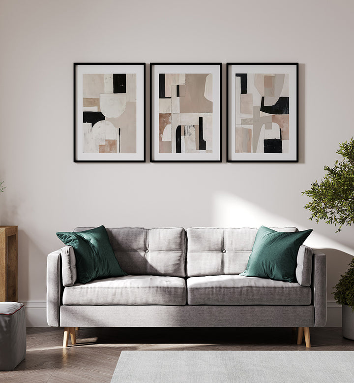 STUDIO NEUTRAL , SET OF 3 PAINTINGS