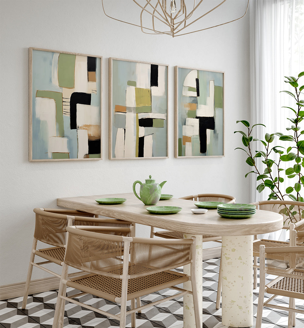 EUCALYPTUS FLOW , SET OF 3 PAINTINGS