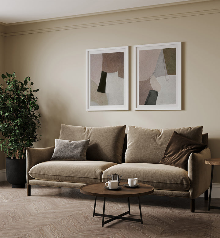 HUSHED ABSTRACTION SET , SET OF 2 PAINTINGS