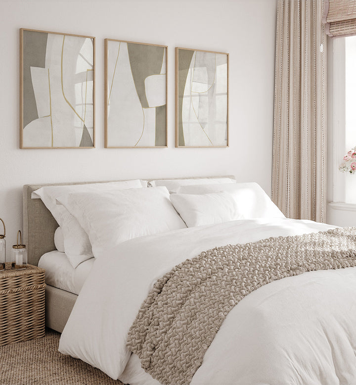 SOFT MODERNISM SET , SET OF 3 PAINTINGS