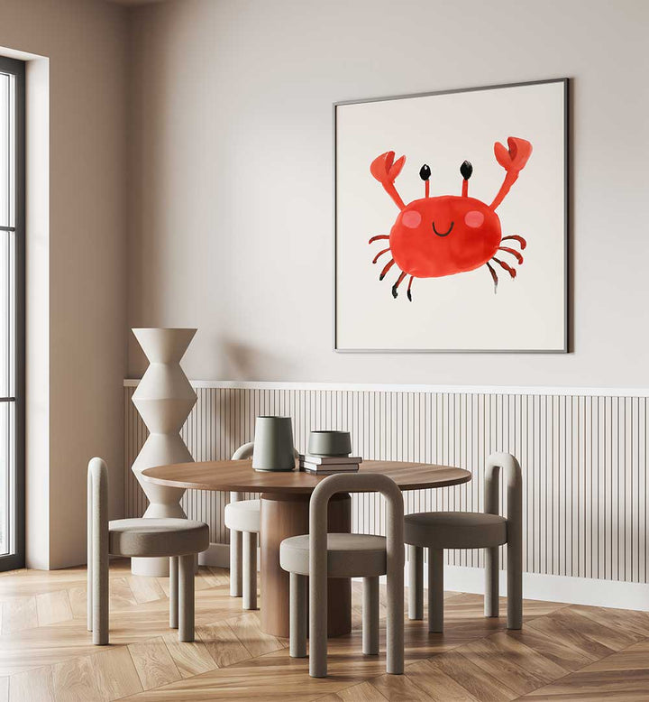 CRABS UP , KIDS ROOM PAINTINGS featuring a cheerful red crab brightening a modern children's room wall decor.