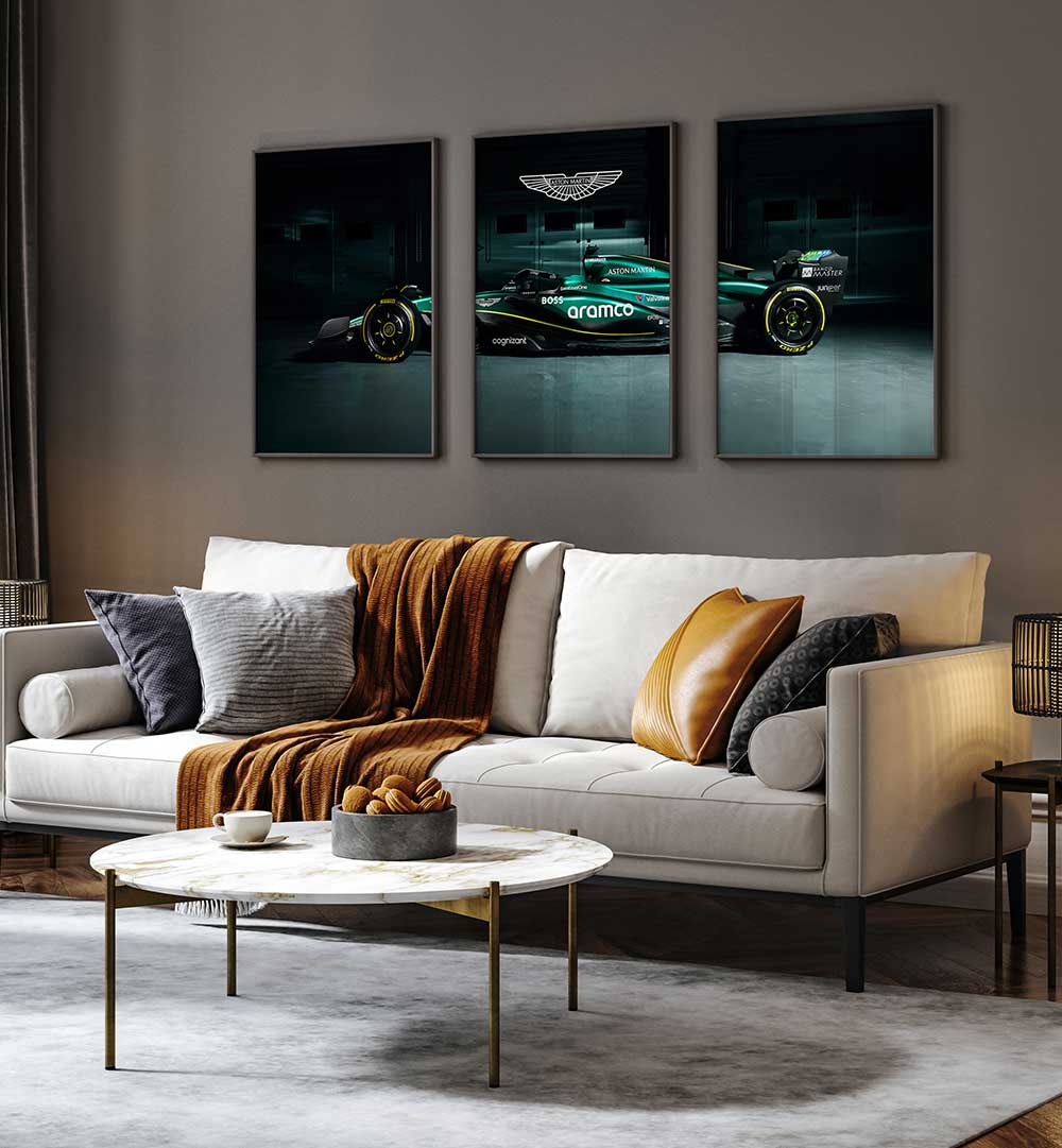PRANCING POWER , SET OF 3 PAINTINGS