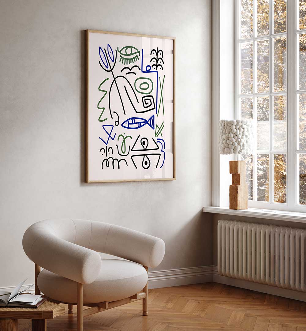 FISHING SYMBOL , LINE ART PAINTINGS